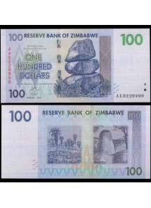 ZIMBABWE 100 Dollars 2007 Fior di Stampa